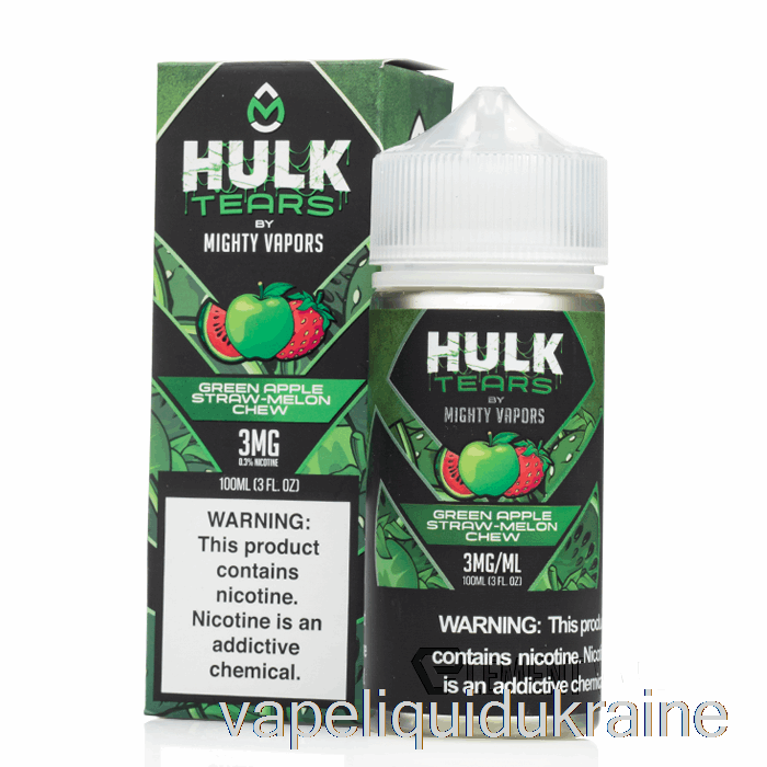 Vape Liquid Ukraine Green Apple Straw Melon Chew - Hulk Tears - 100mL 3mg